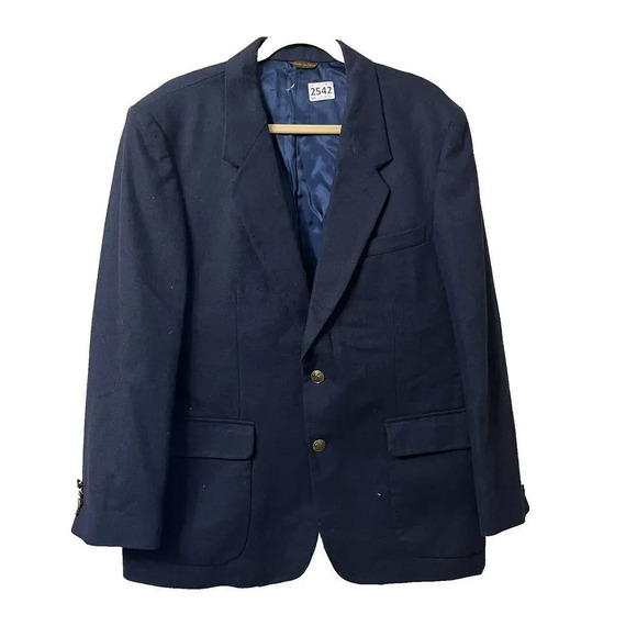 Ardsley Men Navy Blue Blazer 44R Single Breast Wool Blend Sport Coat Gold Button - Picture 1 of 8